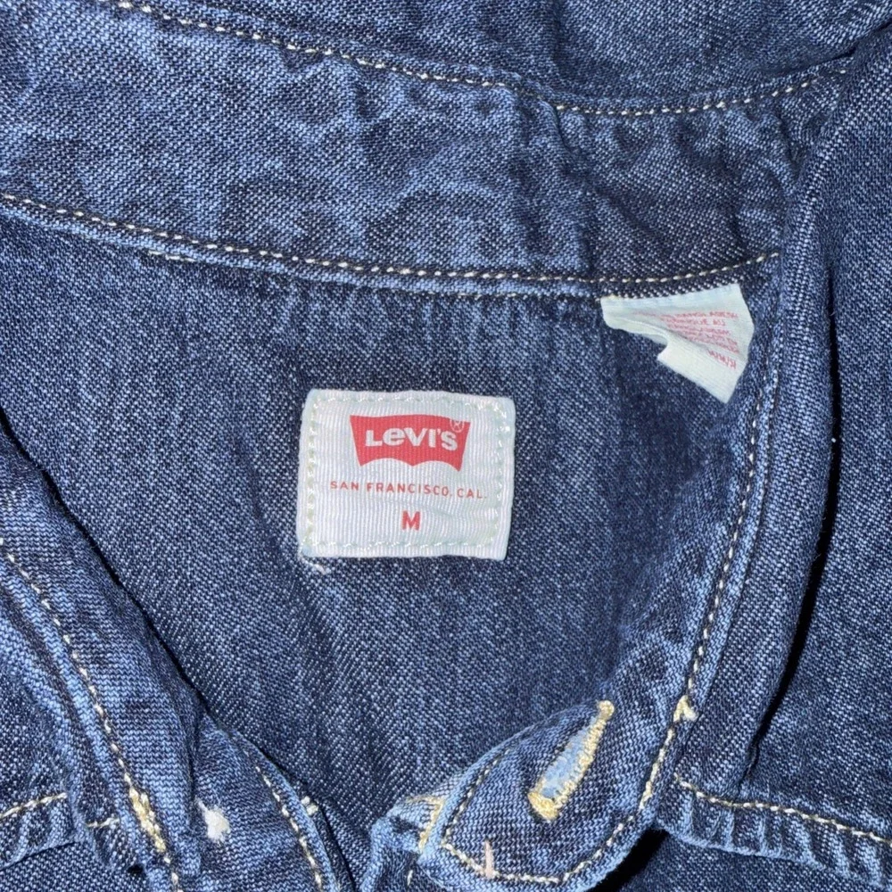 Internal Sample Levi's Pearl Snap Denim Long Sleeve Shirt Women's Sz M Slim Blue